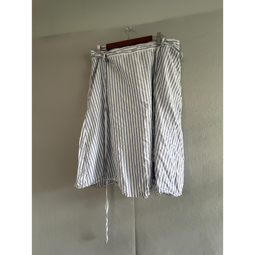 Lane Bryant Skirt Womens 20 Blue White Stripe Wrap Lined‎ Pockets Casual Summer